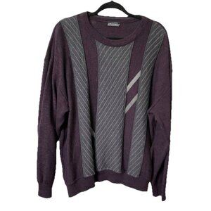 Vintage Cooper Sweater Mens XXL Purple Gray Knit Pullover Grandpa Cabin 90s
